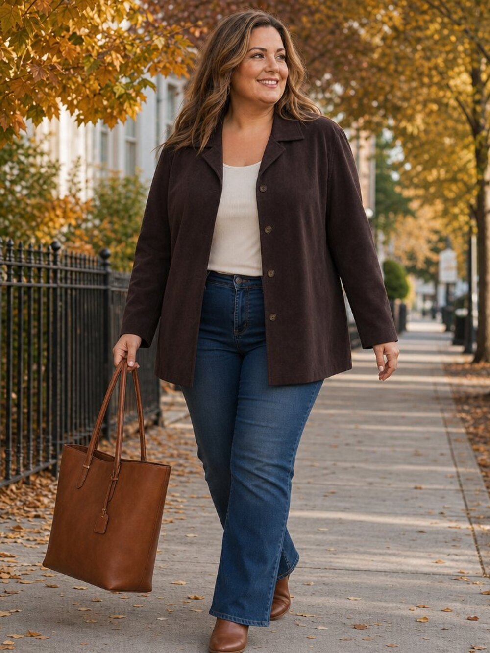 Briggs New York Dark Brown Suede Button‑Front Blazer Jacket – Size 16 (NWT)